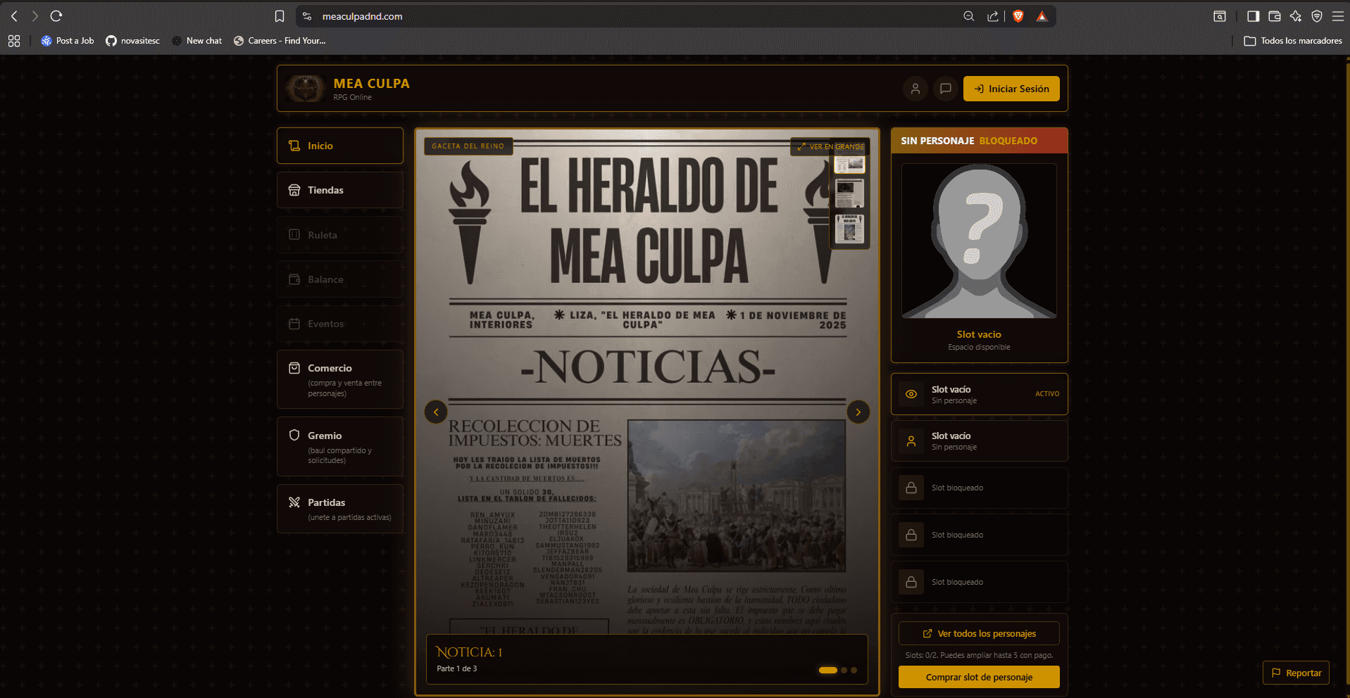 Mea Culpa RPG online platform